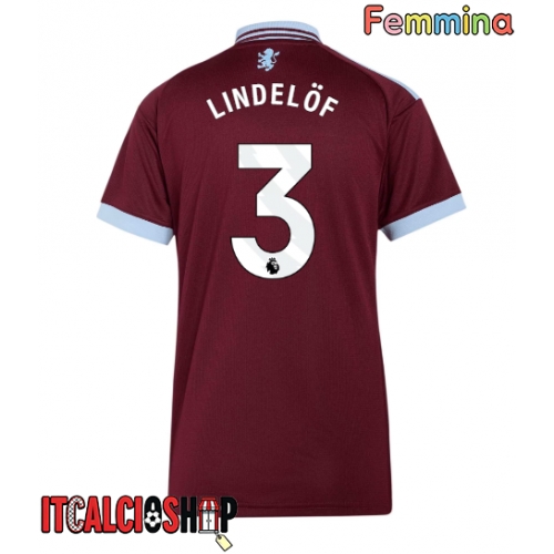 Aston Villa Victor Lindelof #3 Prima Maglia Femmina 2026-27 Manica Corta